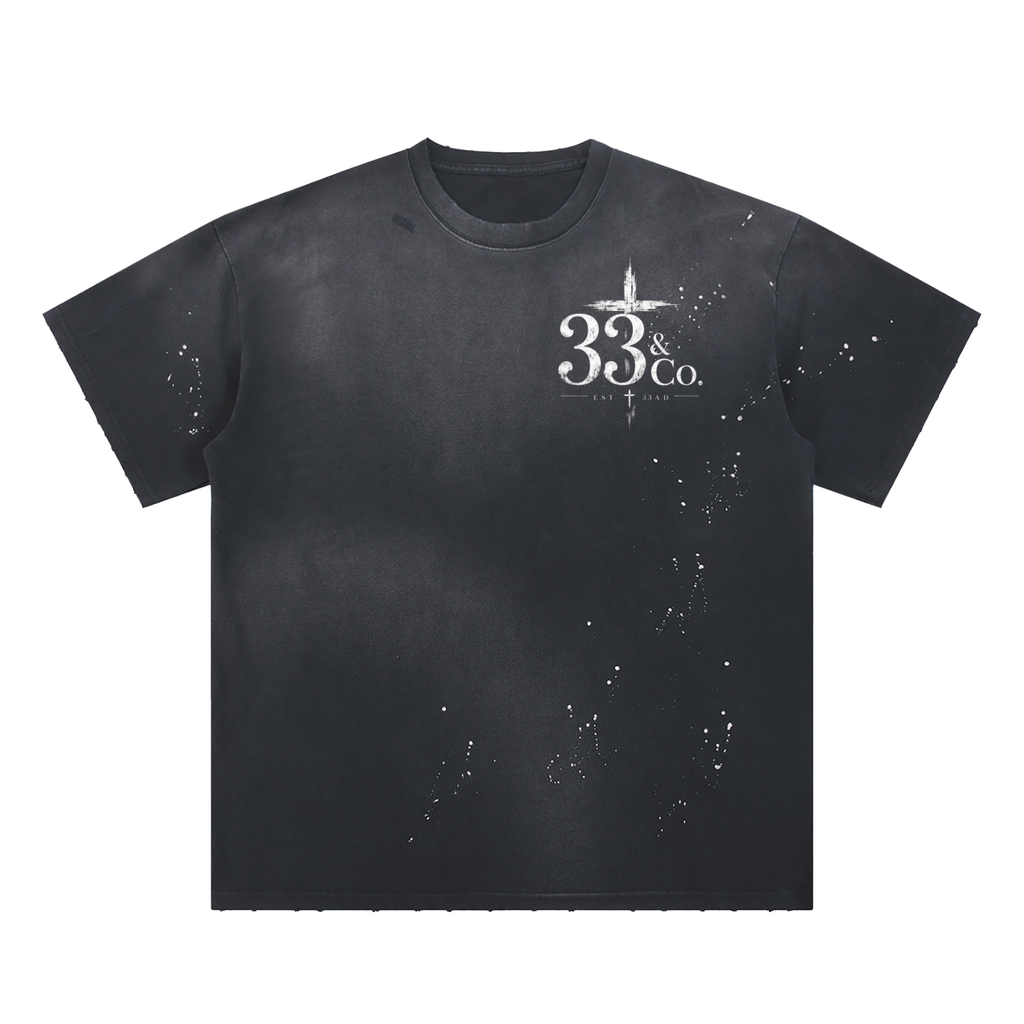 Hand-Frayed Sunfade Paint Splatter T-Shirt Proverbs 3:5