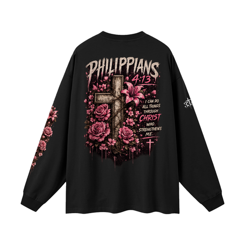OVERSIZED LONG SLEEVE T-SHIRT PHILIPPIANS 4:13