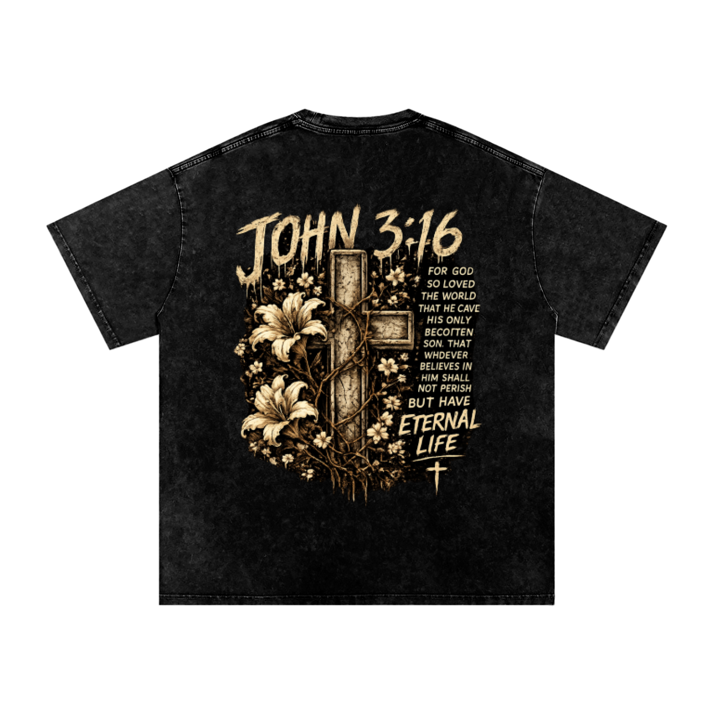 Snow Washed Oversized Cotton T-Shirt John 3:16