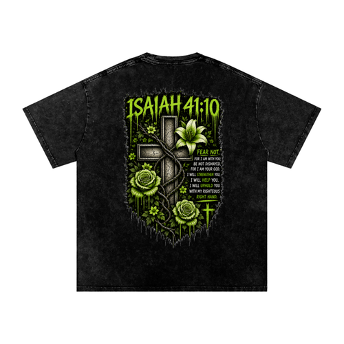 Snow Washed Oversized Cotton T-Shirt Isaiah 41:10
